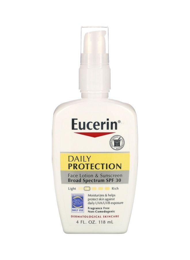 Eucerin Daily Protection Moisturizing Face Lotion Sunscreen SPF 30 White 118ml