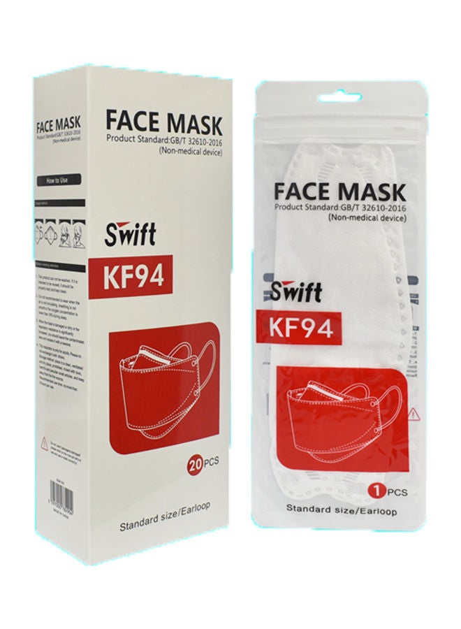 20-Pieces KF94 Swift Protective Face Mask White  - Image 1