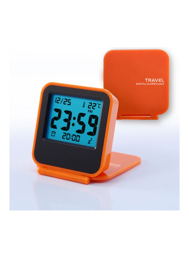 Generic Mini Portable Travel Clamshell Electronic Night Lamp LED Digital Desk Alarm Clock Orange 7*7*7cm  - Image 1