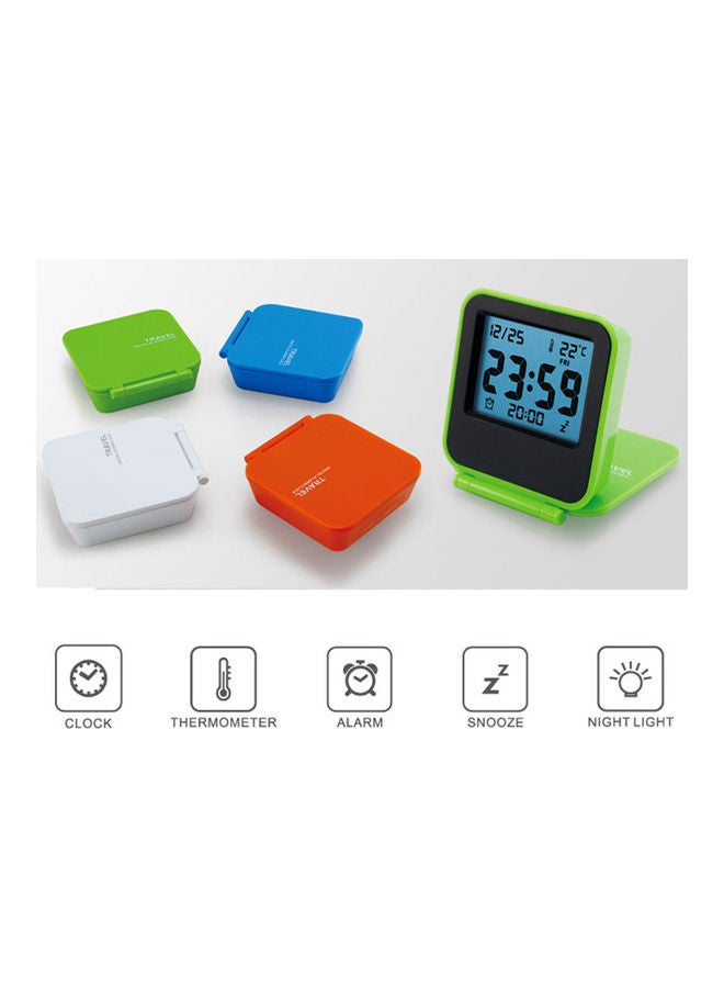 Generic Mini Portable Travel Clamshell Electronic Night Lamp LED Digital Desk Alarm Clock Orange 7*7*7cm  - Image 3