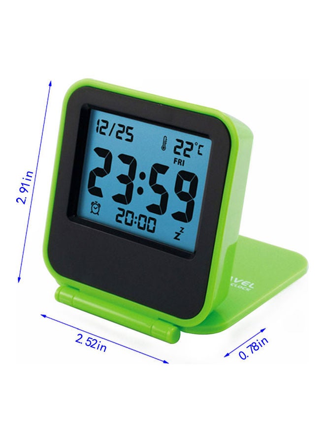 Generic Mini Portable Travel Clamshell Electronic Night Lamp LED Digital Desk Alarm Clock Green 8*8*8cm  - Image 2