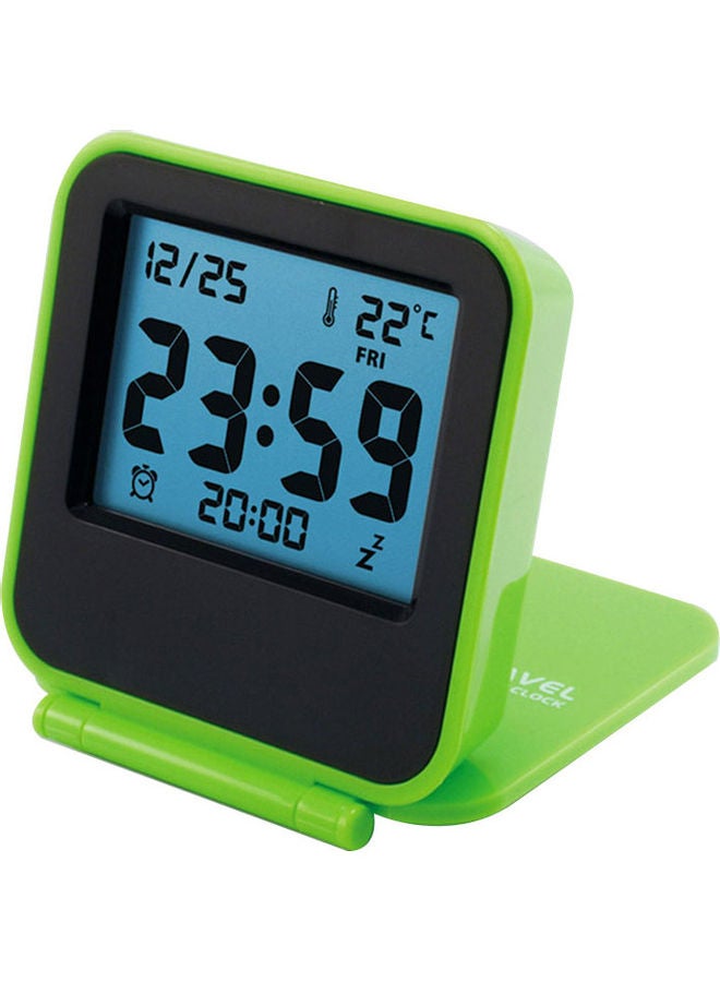 Generic Mini Portable Travel Clamshell Electronic Night Lamp LED Digital Desk Alarm Clock Green 8*8*8cm  - Image 5