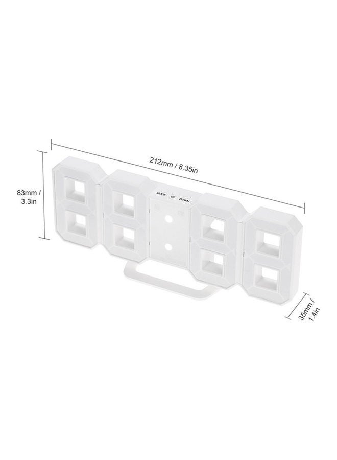 ماركة غير محددة ساعة حائط LED رقمية وعصرية متعددة الوظائف مزودة بمنبه وساعة كهربائيّة متعددة الوظائف مزودة بإضاءة LED وشاشة عرض بنظام توقيت 24 ساعة أو 12 ساعة. أبيض 22*22*22سم  - Image 3
