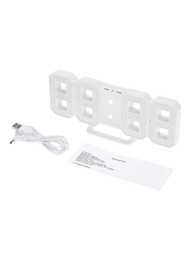 ماركة غير محددة ساعة حائط LED رقمية وعصرية متعددة الوظائف مزودة بمنبه وساعة كهربائيّة متعددة الوظائف مزودة بإضاءة LED وشاشة عرض بنظام توقيت 24 ساعة أو 12 ساعة. أبيض 22*22*22سم  - Image 5
