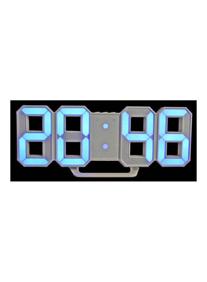 Generic Modern Digital LED Wall Clock Table Desk Night Electric Clock Alarm Watch Multi-Functional LED Clock 24 or 12 Hour Display Blue 22*22*22cm  - Image 1