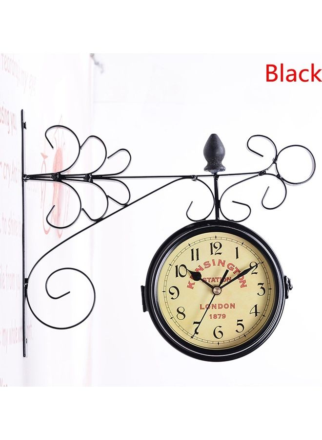 Double-Side Wall Mount Clock with Mute Movement Home Office Hotel Decoration Gift  Style:B style Black multicolor 28*28*28cm - Image 1