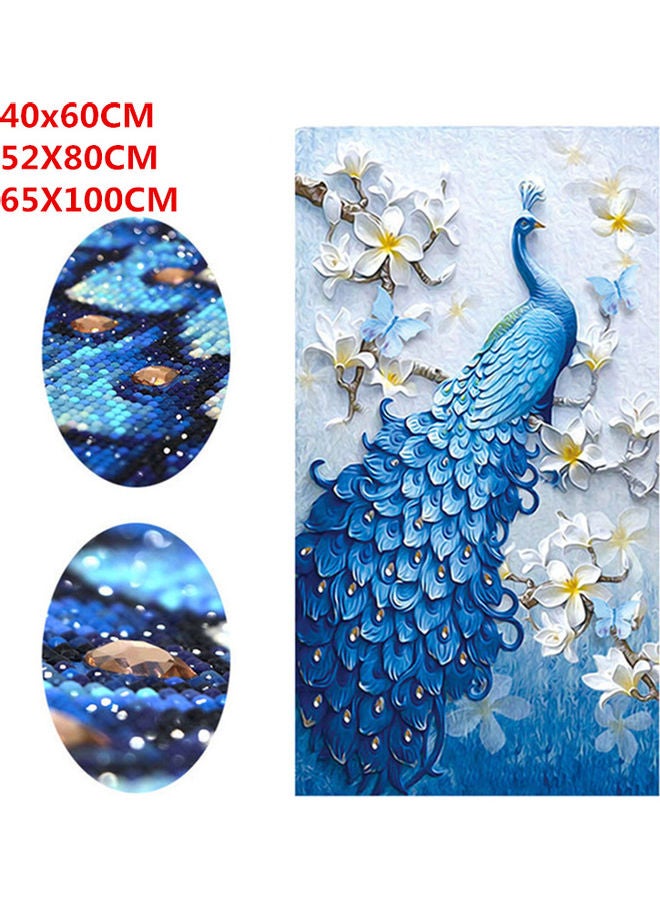 Generic 5D Peacock Diamond Embroidery Full Rhinestone Cross Stitch Painting Home Hotel Decoration Gift (Blue without Frame) multicolor 52*52*52cm  - Image 1
