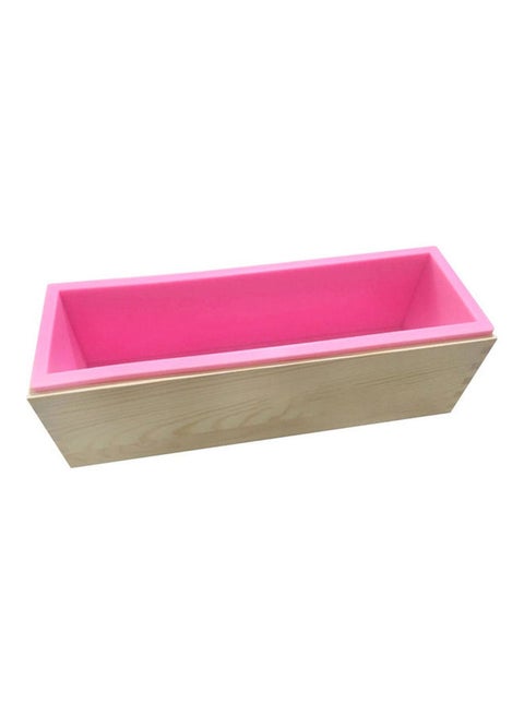 42 Ounce Rectangular Soap Silicone Loaf Mold Wood Box Set for Soap Toast Candle Making Pink 27.9*27.9*27.9cm