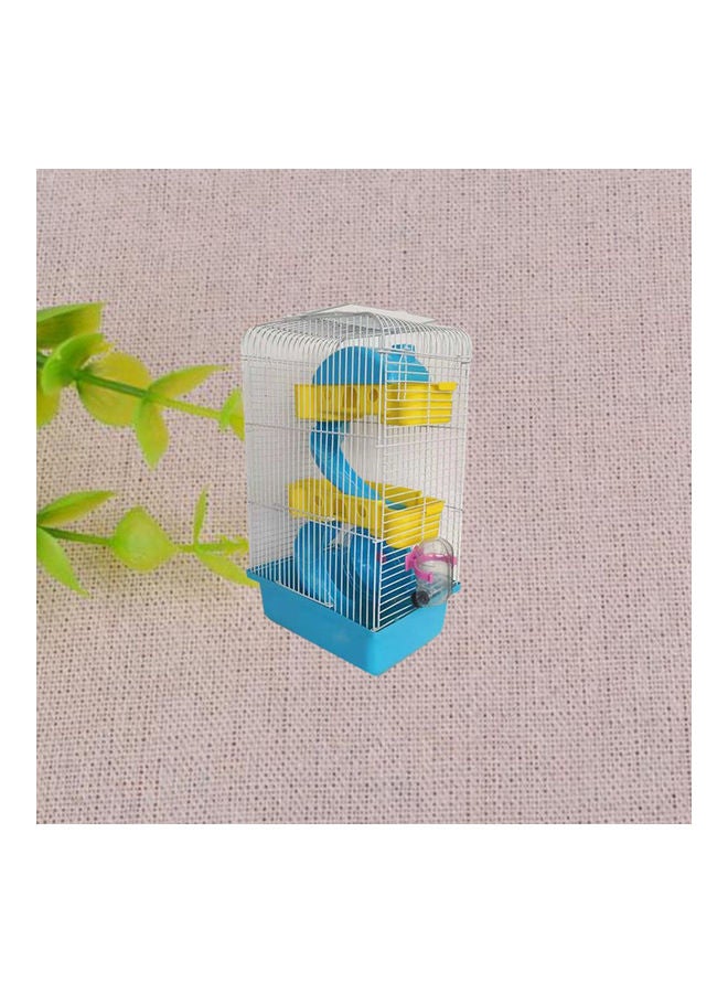 3 Layers Heighten Villa Shape Pet Cage with Running Wheel Feeding Bowl for Hamster Pink 33*33*33cm - Image 2