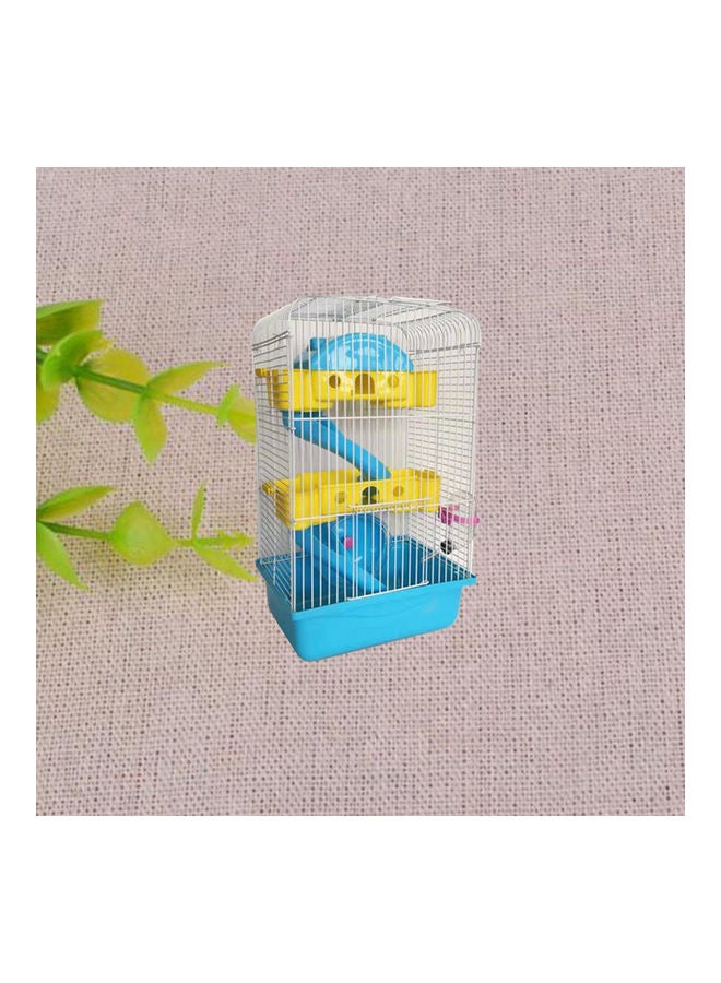 3 Layers Heighten Villa Shape Pet Cage with Running Wheel Feeding Bowl for Hamster Pink 33*33*33cm - Image 3