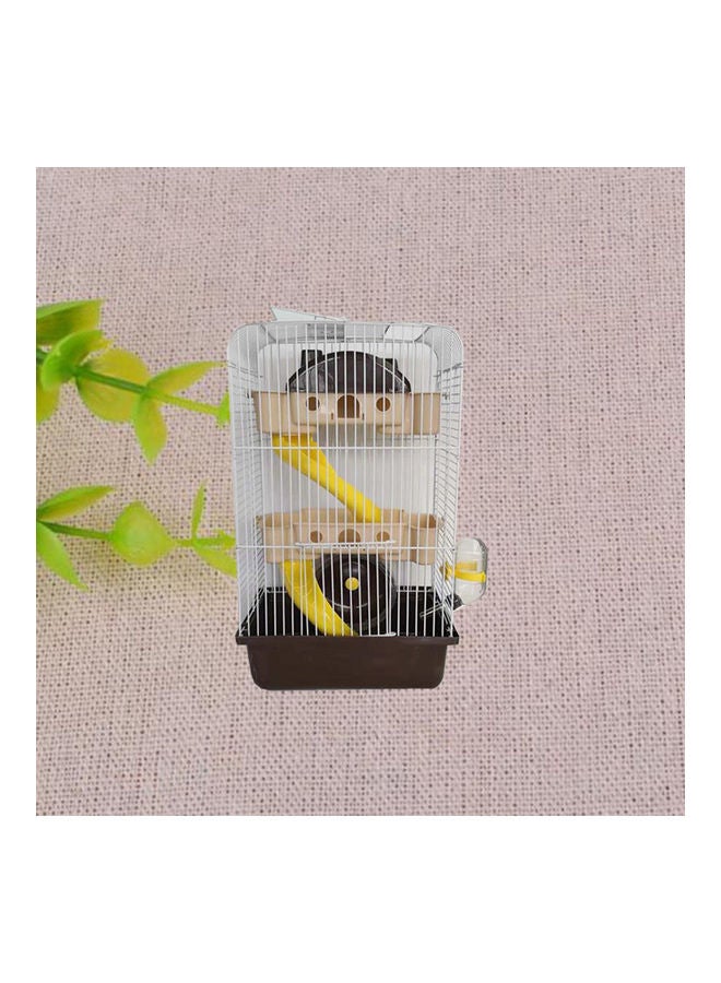 3 Layers Heighten Villa Shape Pet Cage with Running Wheel Feeding Bowl for Hamster Pink 33*33*33cm - Image 4