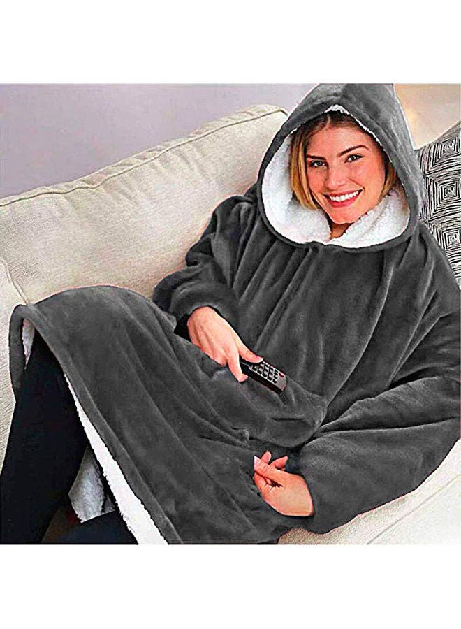 ماركة غير محددة - بطانية دافئة بتصميم هودي مزودة بغطاء للرأس وأكمام طويلة مقاس 120 سم من القطيفة للنساء والرجال أحمر 25*25*25سم - Image 1