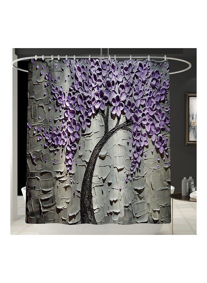 Butterflies Flowers Printed Curtains And Bathroom Non Slip Rug Multicolour 25x25x25cm - Image 1