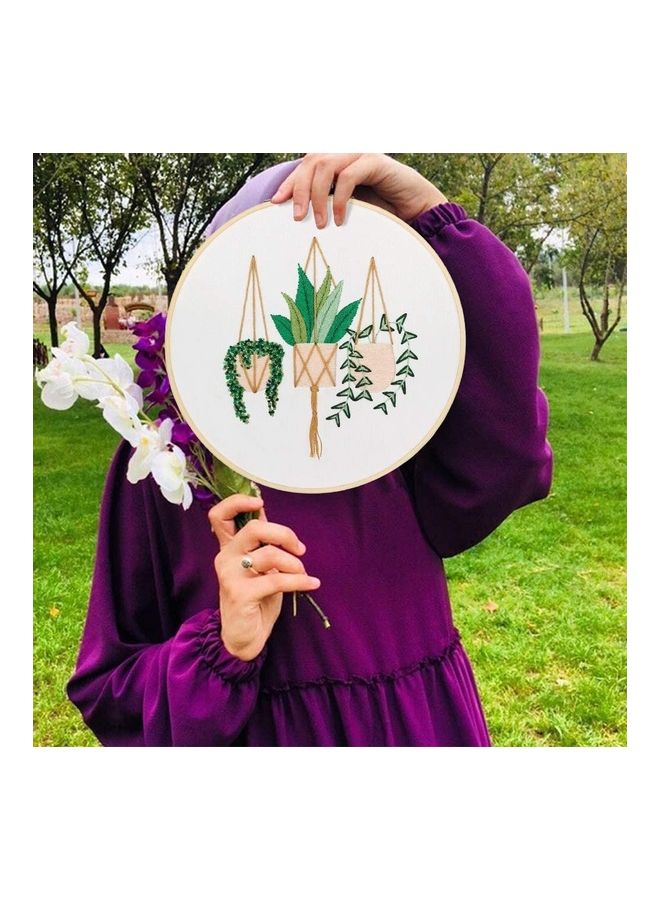 DIY Stamped Embroidery Starter Kit with Flowers Plants Pattern Embroidery Cloth Color Threads Tools Kit Style:2#(no Embroidery hoop) multicolor 21*21*21cm  - Image 5