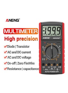 Aneng An9205a+True-rms Digital Multimeter Transistor Tester Capacitor Tester Automotive Electrical Capacitance Meter Temp Diode red 20*20*20cm