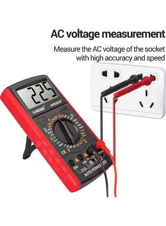 Generic - Aneng An9205a+True-rms Digital Multimeter Transistor Tester Capacitor Tester Automotive Electrical Capacitance Meter Temp Diode red 20*20*20cm - Image 1