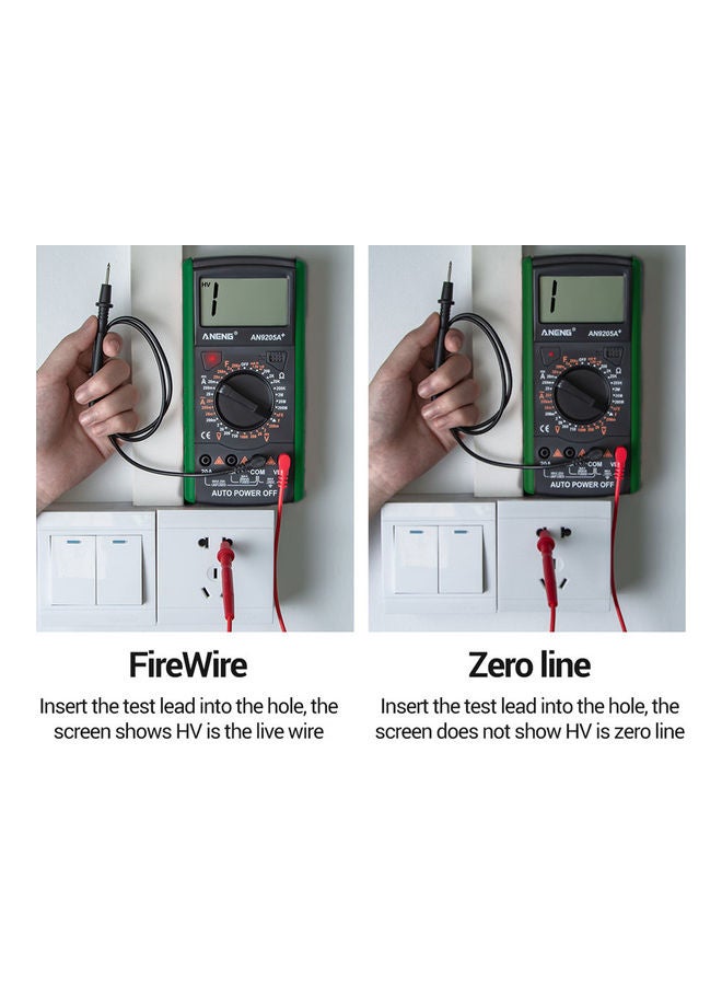 Aneng An9205a+True-rms Digital Multimeter Transistor Tester Capacitor Tester Automotive Electrical Capacitance Meter Temp Diode green 20*20*20cm