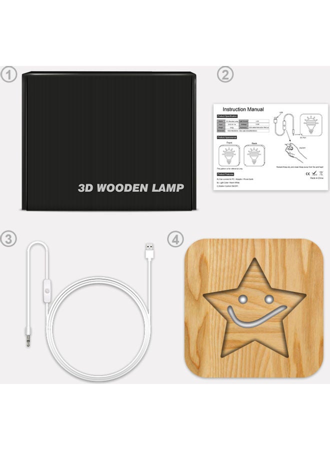 Beauenty Wooden Creative Night Lamp Beige 19x19cm - Image 4