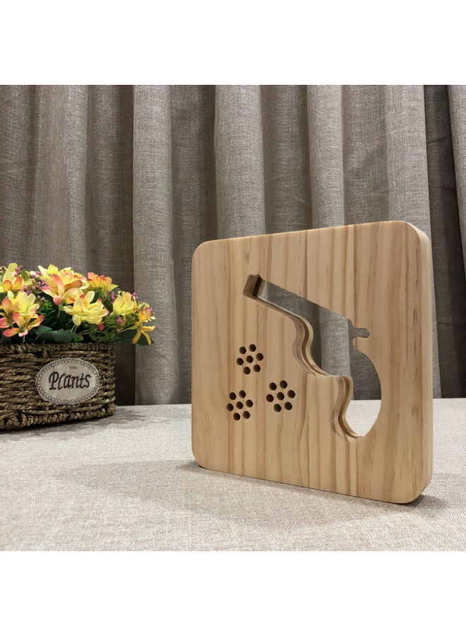 Beauenty Wooden Creative Night Table Lamp Beige 19x19cm - Image 3