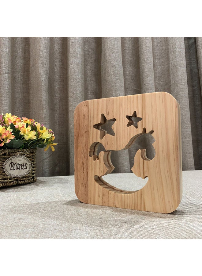 Beauenty Wooden Creative Night Table Lamp Beige 19x19cm - Image 3