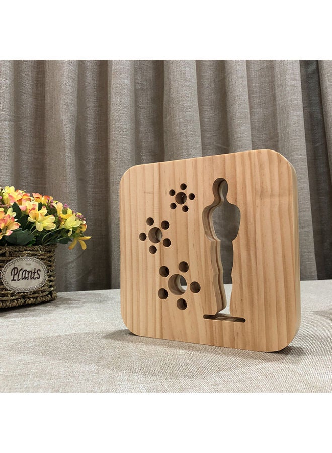 بيوينتي مصباح طاولة ليلي مصنوع من الخشب بتصميم مبتكر بيج 19x19سم - Image 3