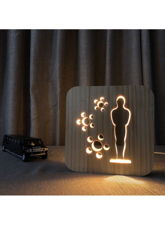 بيوينتي مصباح طاولة ليلي مصنوع من الخشب بتصميم مبتكر بيج 19x19سم - Image 5