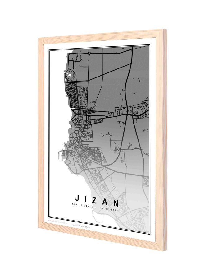 لوحة فنية جدارية بإطار تمثل خريطة مدينة جازان بيج - Image 1