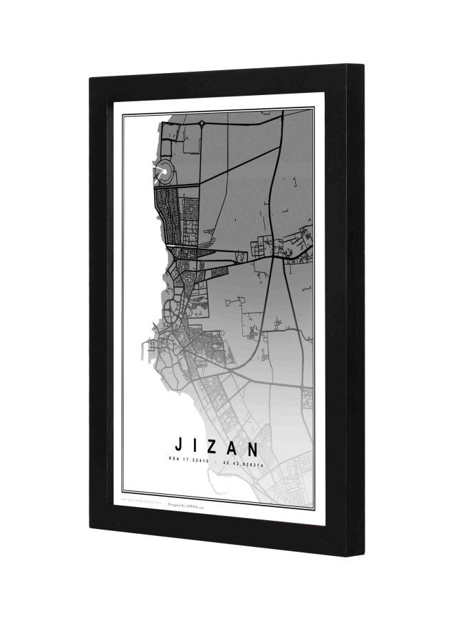 LOWHA Jizan Map Themed Wall Painting With Frame Black 23x33x2cm - Image 1