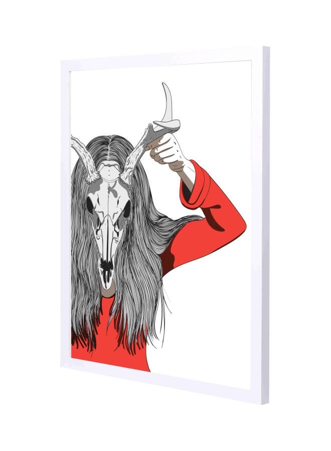 LOWHA Just Mask Themed Wall Painting With Frame White 43x53x2cm - Image 1