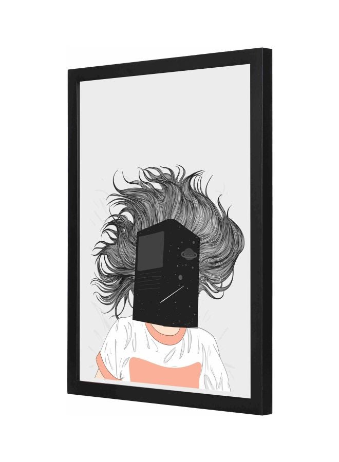 لوحة فنية جدارية بإطار تمثل وجهاً بصورة فضاء أسود 33x43x2سم - Image 1