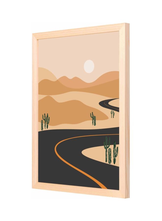 لوحة جدارية بتصميم منظر طبيعي مزودة بإطار بيج 33x43x2سم - Image 1