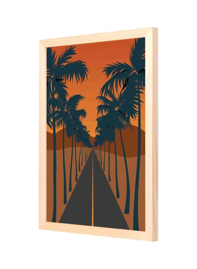 لوحة جدارية بإطار بنمط ملصق لمنظر طبيعي بيج 33x43x2سم - Image 1