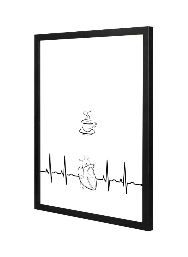 لوحة فنية جدارية تمثل قهوة وقلباً ومزودة بإطار أسود 43x53x2سم - Image 1