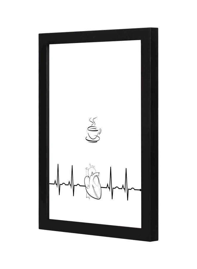LOWHA Coffee Heart Framed Wall Art Painting Black 23x33x2cm - Image 1