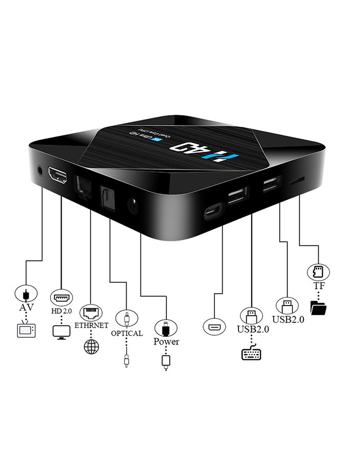 Generic - H40 Android 10.0 Smart TV Box Allwinner H616 Quad-core UHD 4K Media Player 6K HDR10 H.265 VP9 4GB / 64GB 2.4G & 5G WiFi BT4.1 100M LAN LCD Display Remote Control V8341EU-64G-V Black - Image 1
