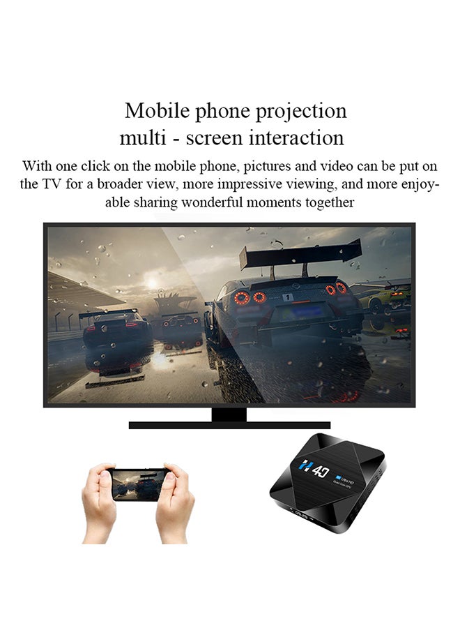 Generic - H40 Android 10.0 Smart TV Box Allwinner H616 Quad-core UHD 4K Media Player 6K HDR10 H.265 VP9 4GB / 64GB 2.4G & 5G WiFi BT4.1 100M LAN LCD Display Remote Control V8341EU-64G-V Black - Image 1