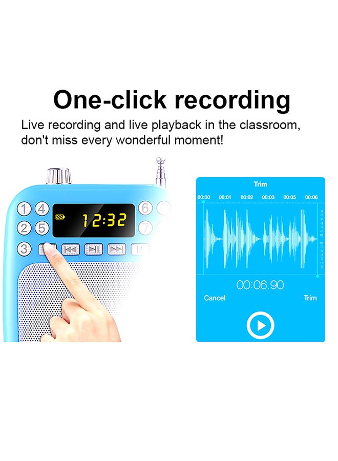 K19 Voice Amplifier Loudspeaker Wired Neck Clip Microphone Belt Teaching Kit Blue  - Image 4