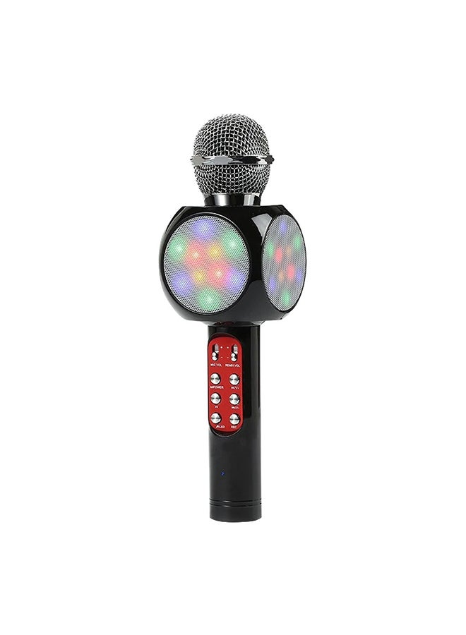 Home Karaoke Wireless Bluetooth Colorful LED Speaker Condenser Microphone Mic XDY37714 Black