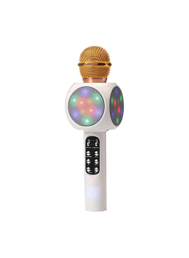 Home Karaoke Wireless Bluetooth Colorful LED Speaker Condenser Microphone Mic XDY37717 White  - Image 1