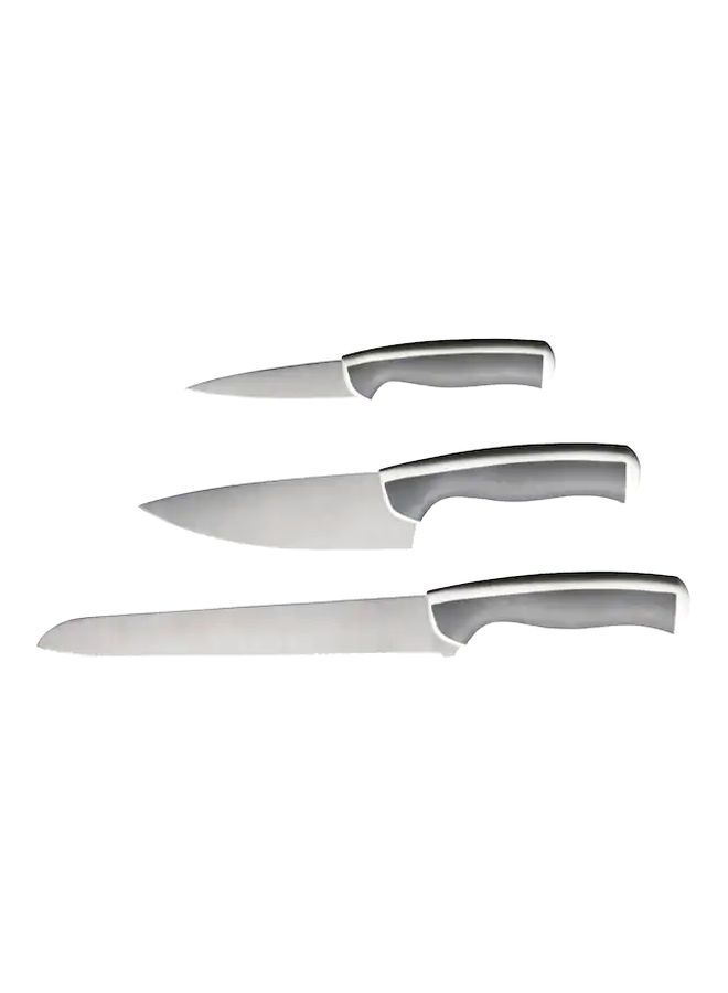 طقم سكاكين مكون من 3-قطع رمادي فاتح Big Knife 23, Medium Knife 15, Small Knife 10سم - Image 1