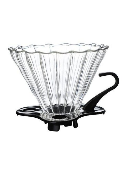 V60 Manual Coffee Drip Filter With Holder Clear/Black 11.5x10cm