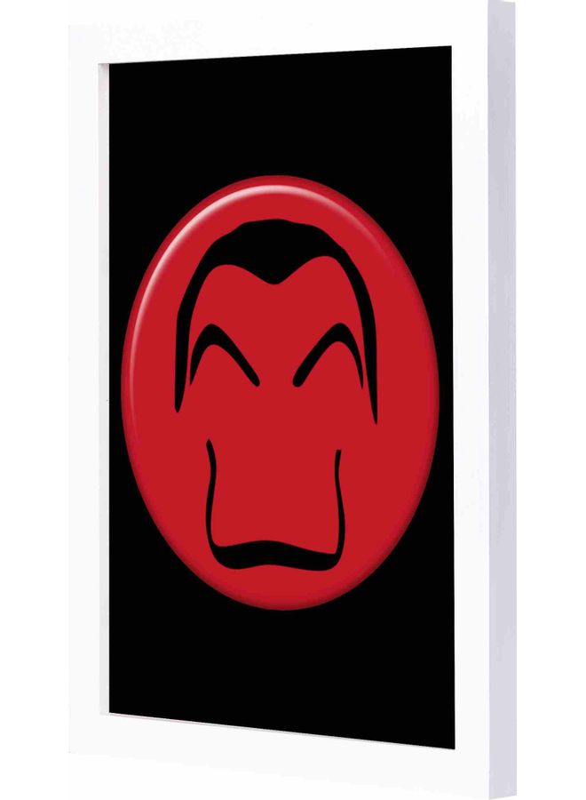 LOWHA Money Heist Mask Icon Themed Decorative Framed Wall Art Painting White 23x33x2cm - Image 1