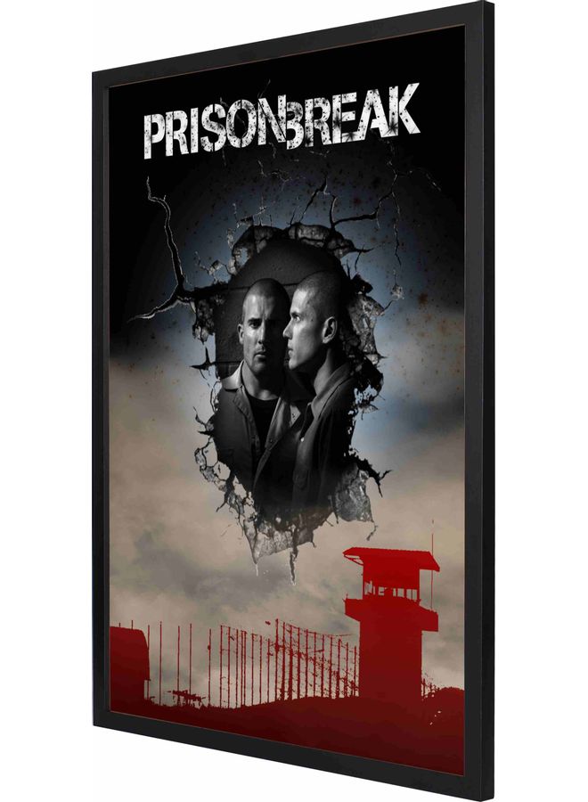 LOWHA Prison Break Themed Decorative Framed Wall Art Painting Black 53x73x2cm  - Image 1
