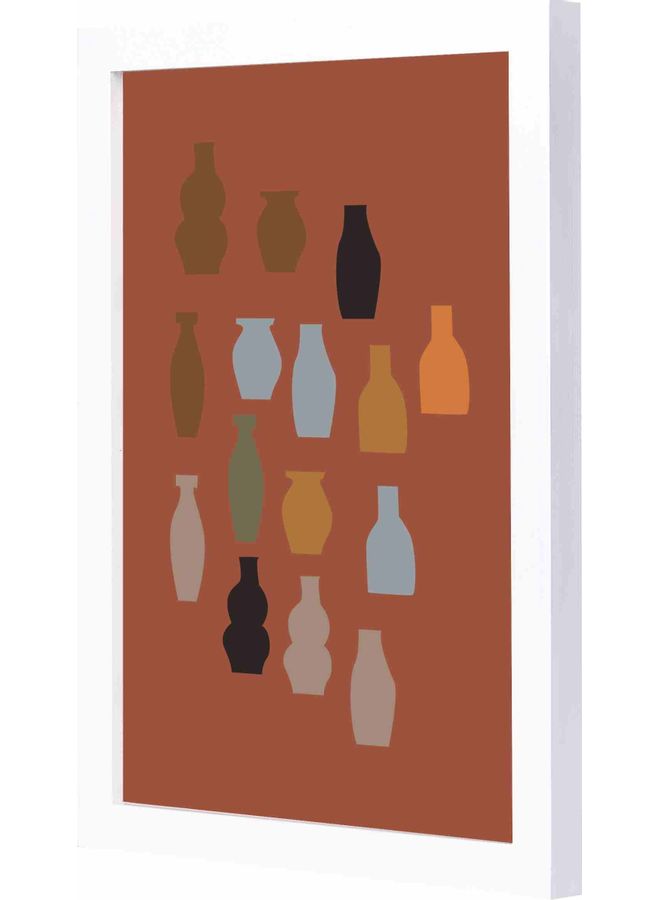 لوحة جدارية تمثل مزهريات مزودة بإطار أبيض 23x33x2سم