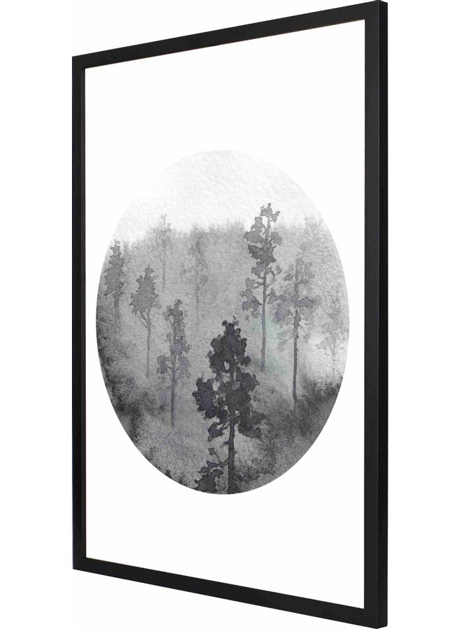 لوحة جدارية برسمة غابة ومزودة بإطار أسود 53x73x2سم