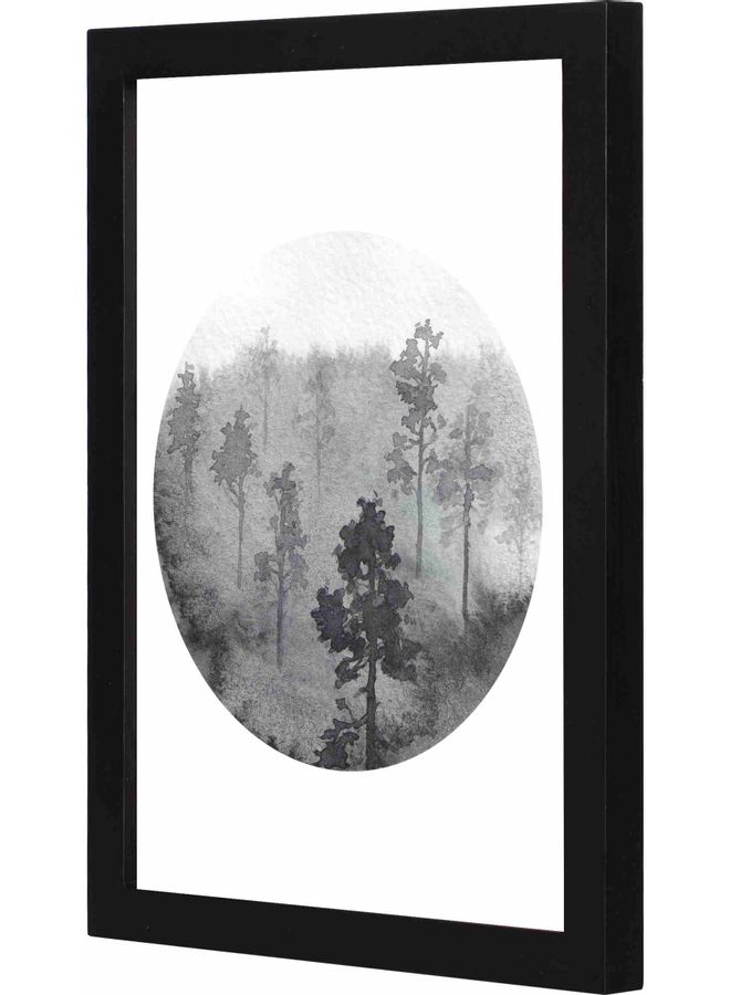 لوحة جدارية برسمة غابة ومزودة بإطار أسود 23x33x2سم