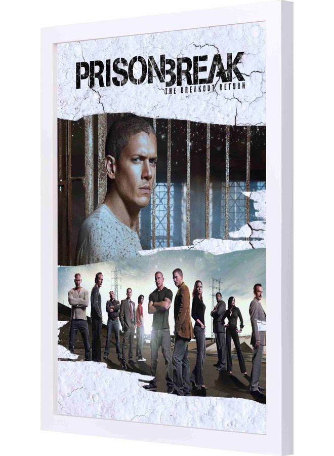 LOWHA - Prison Break 2 Themed Framed Wall Art Painting White 33x43x2cm - Image 1
