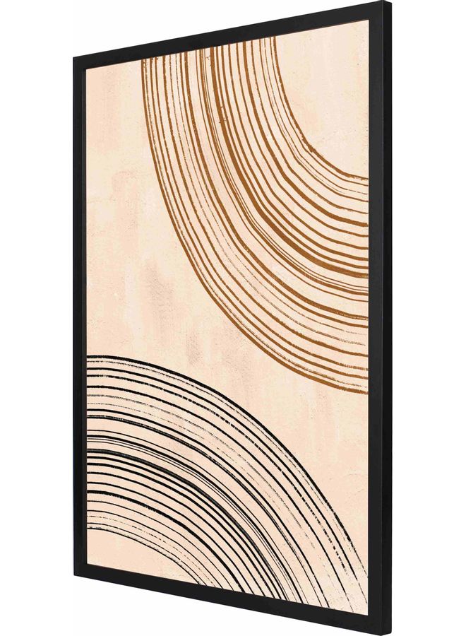 لوحة فنية جدارية مزودة بإطار ومزينة بطبعة تُمثل خطوطاً تجريدية أسود 53x73x2سم - Image 1