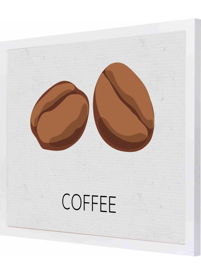 لوحة فنية جدارية بإطار مزينة بنمط يمثل حبوب القهوة أبيض 43x53x2سم
