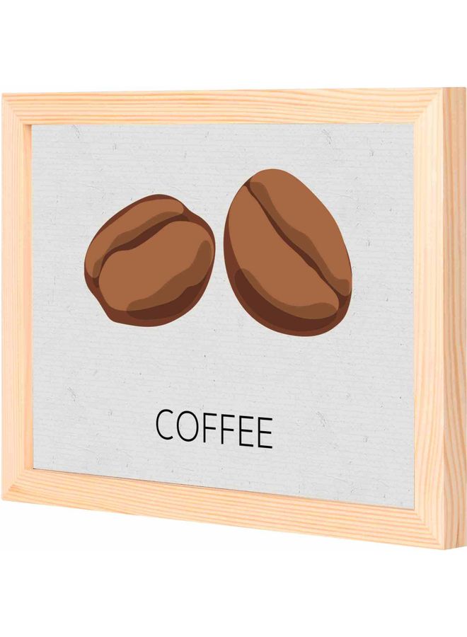 لوحة فنية جدارية بإطار مزينة بنمط يمثل حبوب القهوة خشبي 23x33x2سم